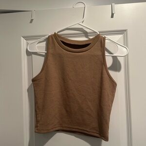 Women’s light brown/beige cropped tank, size small